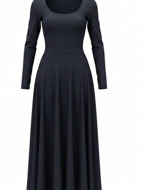 Reformation Black Long-Sleeve Scoop Neck Maxi Dress